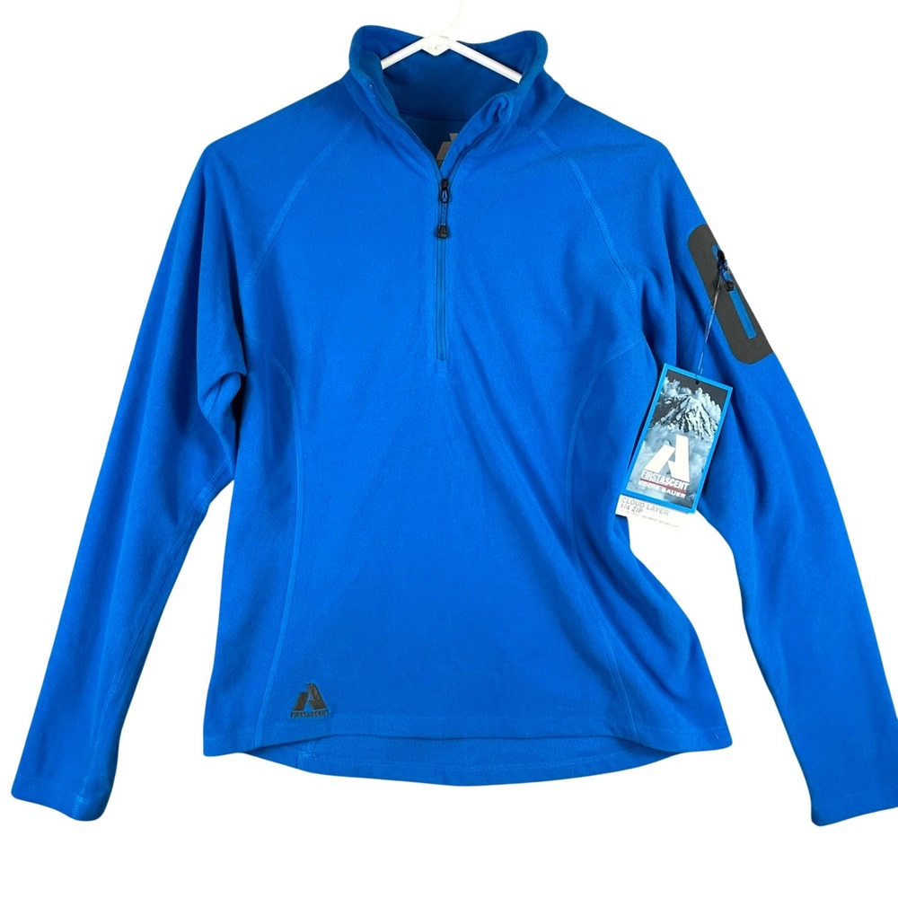 Eddie Bauer First Ascent Women Blue Cloud Layer‎ 1/4 Zip Fleece Pullover Medium